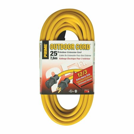 PRIME WIRE & CABLE 25' 12/3 Sjtw Yellow Extension Cord PW-EC500825